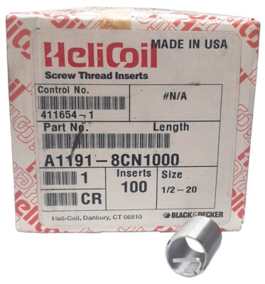 100x Schraub Gewindeeinsatz 1/2-20'' Gewinde 1'' Länge HELICOIL A1191-8CN1000 gezinkt