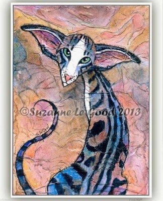 Oriental Tabby Cat Druck aus Originalgemälde Limited Edition Suzanne Le Good