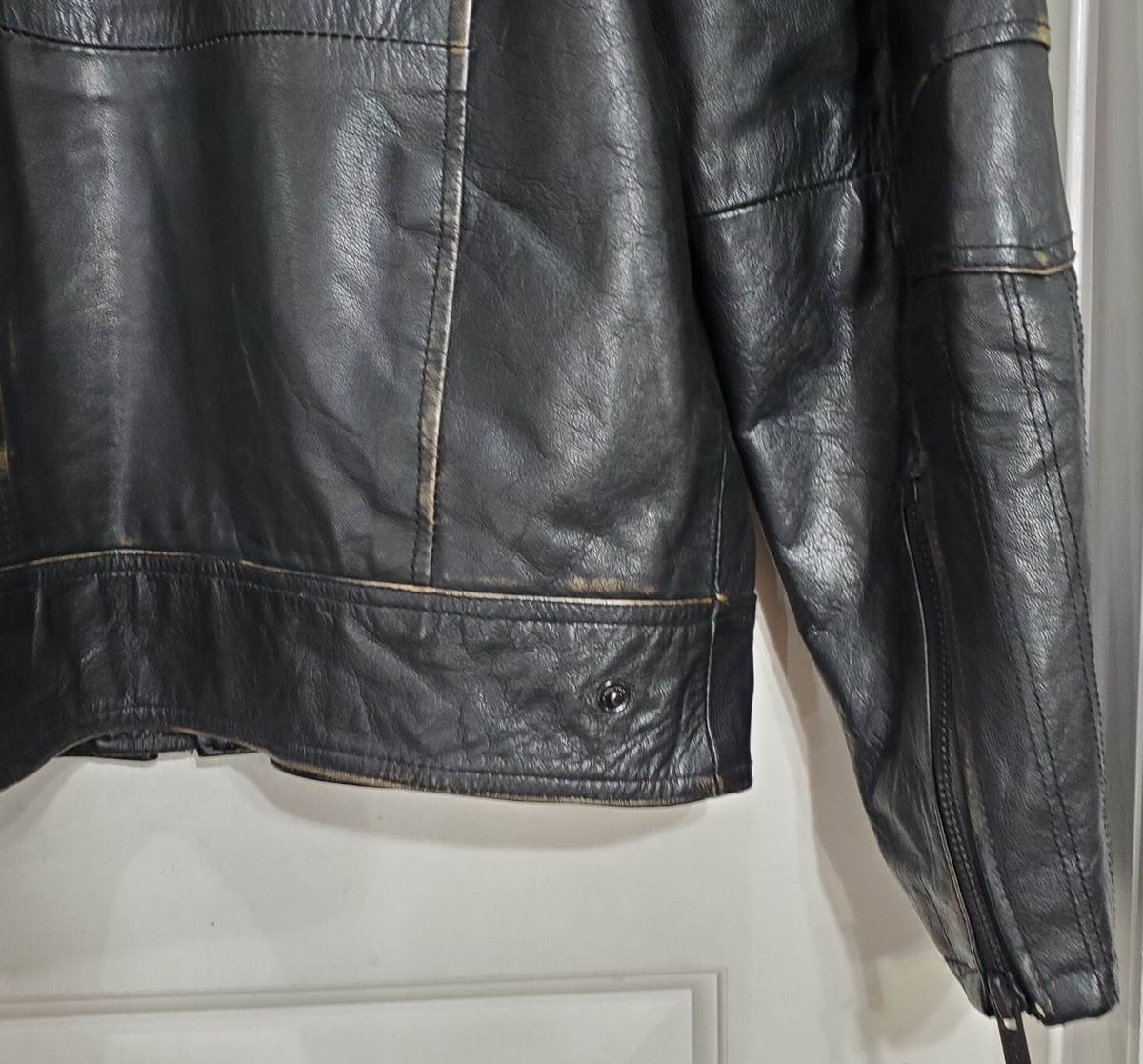 INC INTERNATIONAL Goat Leather Jacket Mens Black Lined Moto INC INTERNATIONAL Goat Leather Jacket Mens Black Lined Moto