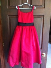 DAVID'S BRIDAL GIRLS LONG RED SATIN SPECIAL OCCASION DRESS WEDDING 8