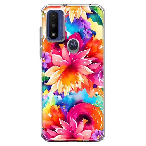 For Motorola Moto G Pure Power 22 Shockproof Case Watercolor Summer Flowers