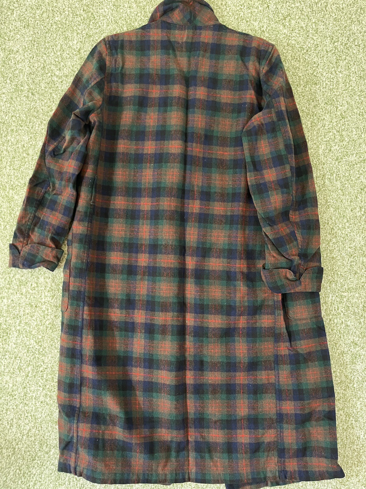 Pendleton Robe Mens Small Vintage Macduff Tartan Wool Bathrobe Long Cuffs USA