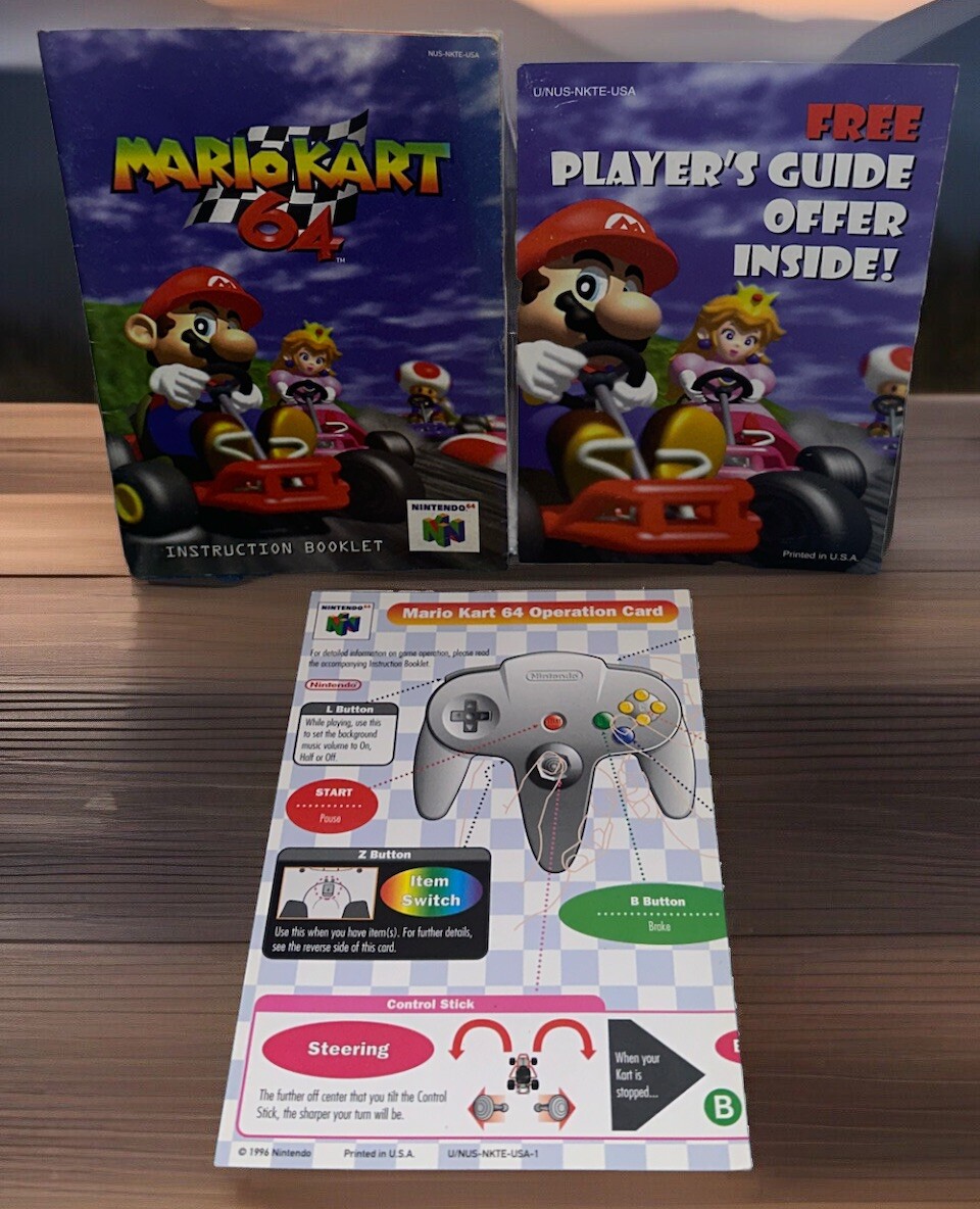 Mario Kart 64 Manual Instruction Booklet Players Guide Operation