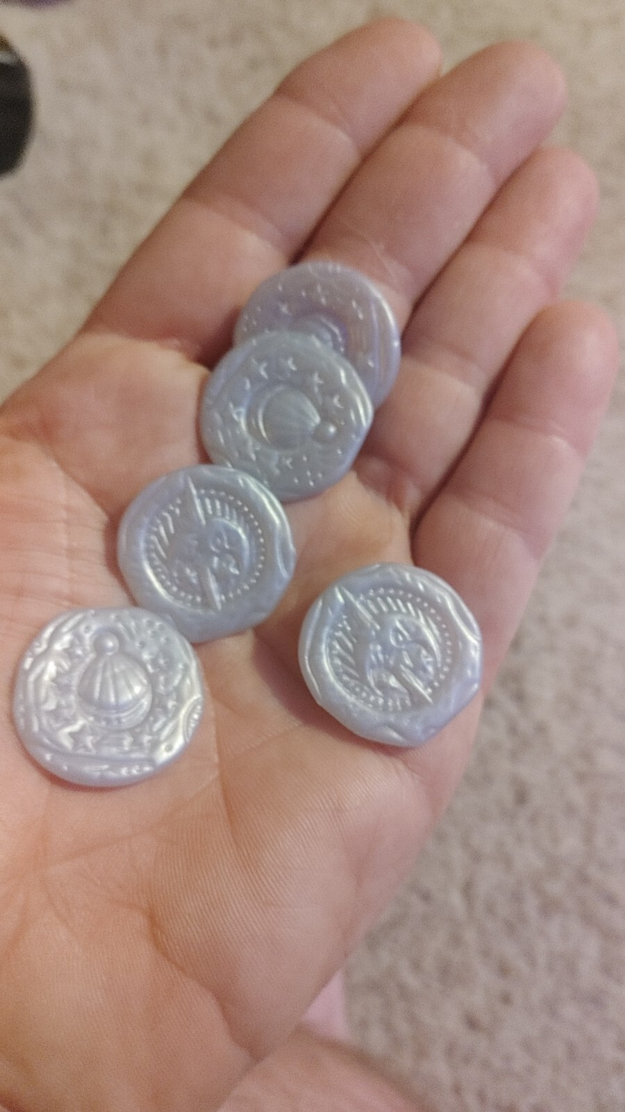 Harry Potter Diagon Alley Board Game Wizard Money Plastic Silver Sickle harry-potter-diagon-alley-board-game-wizard-money-plastic-silver-sickle