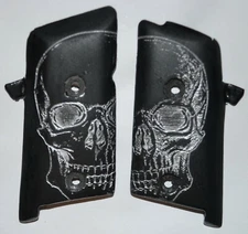 Llama minimax subcompact Firestorm pistol grips engraved skull on black plastic