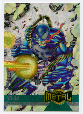 VENOM SILVER FLASHER 1995 Marvel Metal #136 Alt-M Parallel Insert