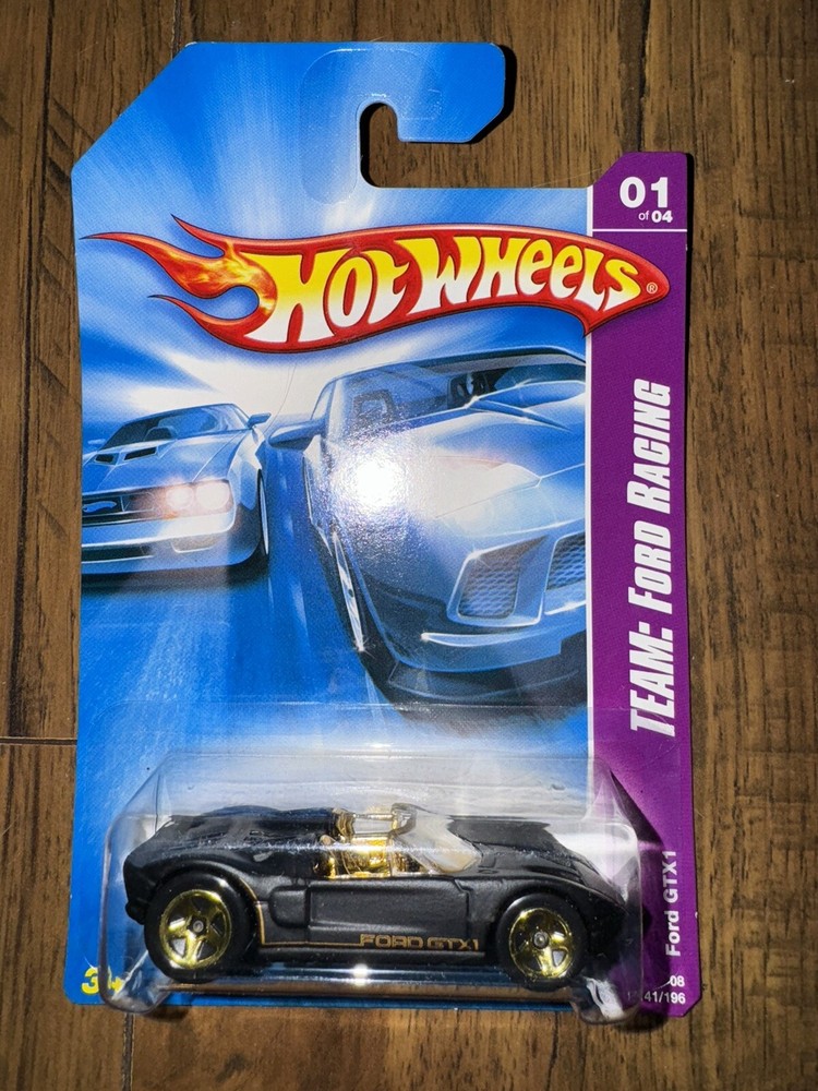 2008 Hot Wheels #141 Team: Ford Racing 1/4 FORD GTX1 Black w/Gold 5 Sp Variant