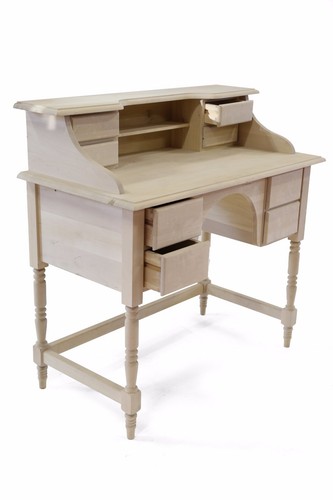 Scrivania Scrittoio in legno al grezzo gamba tornita Tiglio cm 104x53 h 103  New | eBay
