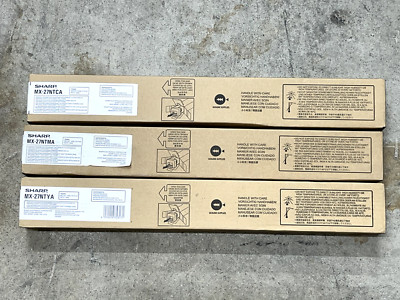 Genuine Set of 3 Sharp MX-27NTCA MX-27NTMA MX-27NTYA Toner Cartridges for MX-270