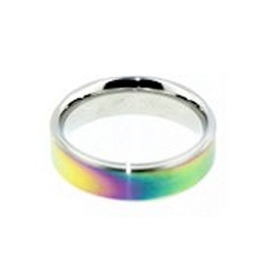 Unisex LGBT Pride Rainbow Silicone Wedding Band In Stainless Steel, Gay - Foto 8