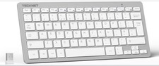 Tecknet Wireless Keyboard X315 New In Box Silver W/ White Keys