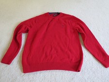 Vintage Mens Chaps Red Knit Sweater Size Large Long Sleeve