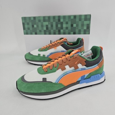 Puma City Rider x Minecraft Low Mens Size 10.5 Shoes Green Orange NEW
