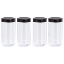 Image of 17oz/ 500ml Round Plastic Jars with Black Screw Top Lid for Storage 4Pcs