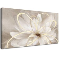 Large Painting Flower Canvas Wall Art for Living Room 30"x60" 58"L x 29"W Gold