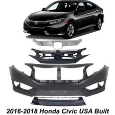 Front Bumper Cover Primed Grille Assembly For 2016-2018 Honda Civic Usa Built Front Bumper Cover Primed Grille Assembly For 2016-2018 Honda Civic Usa Built