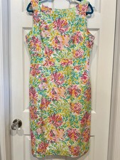 LILLY PULITZER Dress Size 12 Floral Sleeveless Little Lilet Silk Blend Pink EUC