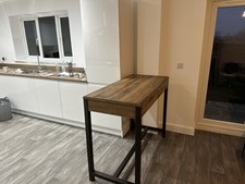 Freestanding Kitchen Island Breakfast Wood Top Metal frame table + 4 stools 