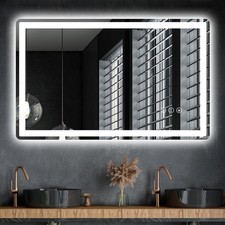LED Bathroom Mirror 48"x 30" with Front and Backlight, Anti-Fog, Lighted Bath...