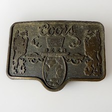 Vintage Coors Banquet Beer Belt Buckle Bottle Opener Made In USA 3.5” X 2.5”