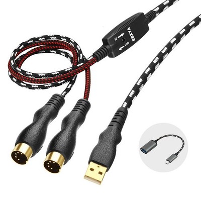 USB-MIDI-Kabel 2M Keyboard In-Out Konverter PC Mac Musikaufnahme