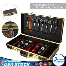 Large Barber Suitcase Carrying Case Clipper Trimmers Tool Storage Organizer Gold