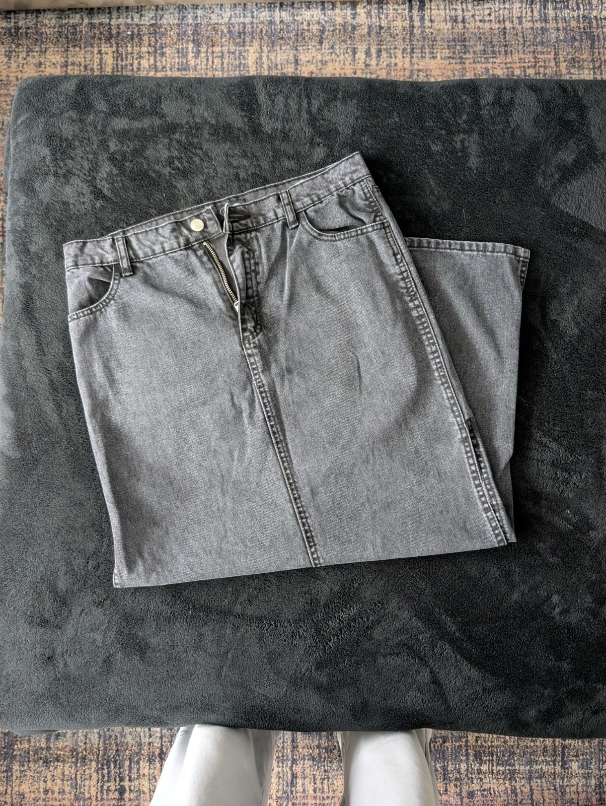 Alt Emo Goth Y2K Punk Indie Sleaze Acid Wash Denim Midi Skirt Sz S 100% Cotton image 8