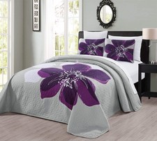 3-Piece Fine Printed Oversize 100 X 95 Quilt Set Reversible Bedspread