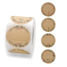 Lot de 500 étiquettes autocollantes en papier kraft  Étiquettes florales  Éti...