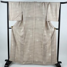 JAPANESE KIMONO FINE PATTERN PINK BEIGE 161cm 5 ft 3 in PURE SILK FF9198