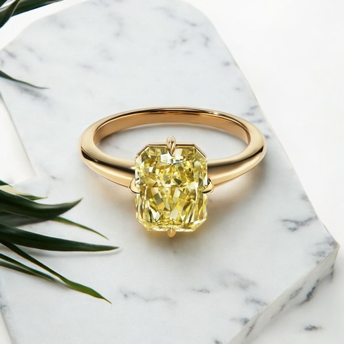 Wedding Ring 3.01 Ct IGI Lab Grown Fancy Intense Yellow Diamond 14K Yellow Gold - 第 1/14 張圖片