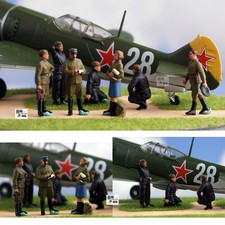Homemade 1/72 Soviet ground crew and pilots 7-person Finished Colored Model