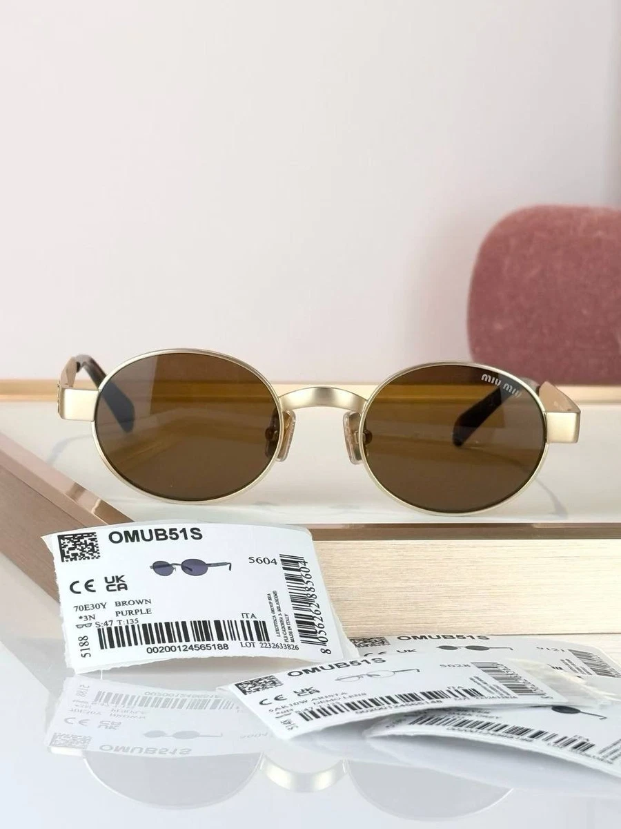 Gold Round Miu Miu Sunglasses for Women for sale | eBay display picture 1