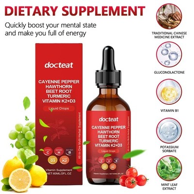 1Pack Vascu Flow Cayenne Pepper Liquid Drops Hawthorn Root Vitamin
