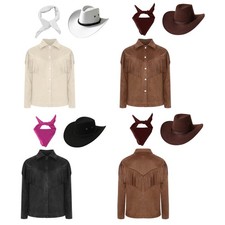 Unisex Kids Cowboy Cowgirl Outfit Halloween Western Cowboy Costume Vintage