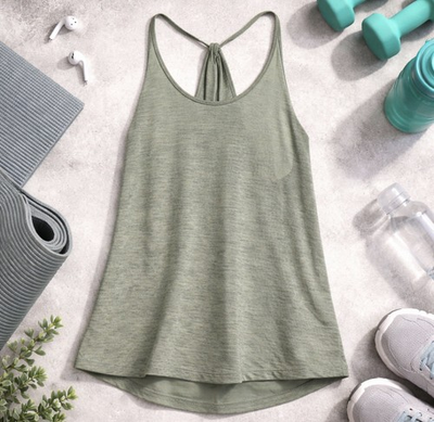 #ad Womens Zella Grey Athletic Tank Spaghetti Strap Back Cross Open Sz Small $9.29