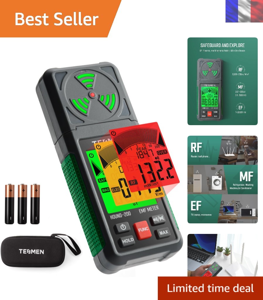 Détecteur EMF portable TESMEN ultra précis et léger pour ondes