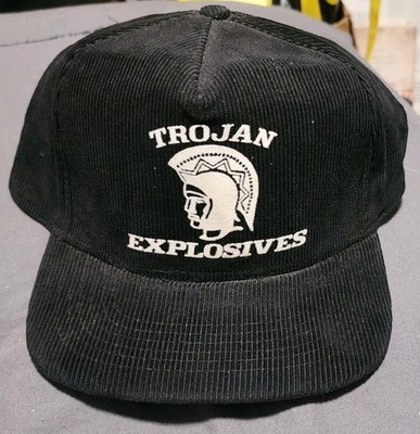 Trojan Powder Explosives Trucker's Cap Hat Black Corduroy Allentown PA