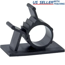 25x Cable Clips Adhesive Cord Management Organizer Wire Holders 0.6" Clamp Black