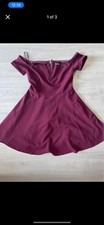Small Lulus burgundy skater dress scoop neck with V neck at chest GUC
