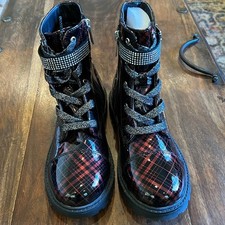 Jessica Simpson Girls Boots Red And Black With Zip Up Size 2 NWOT