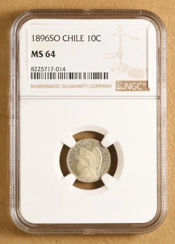 1896 SO Chile 10 Centavos NGC MS64