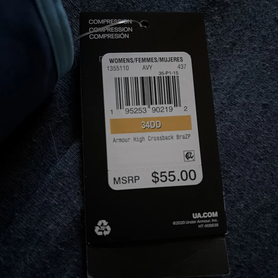 Sutiã feminino Under Armor tamanho 34 DD azul - Imagem 2 de 3