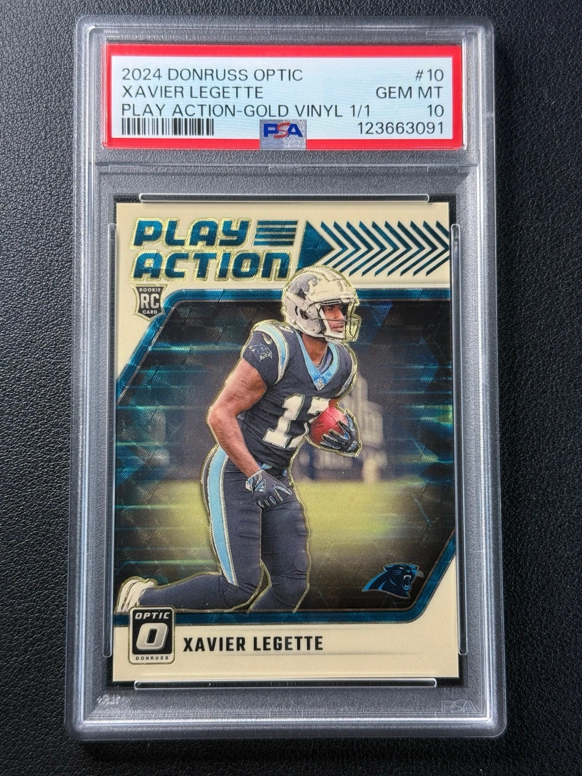Xavier Legette Panini Donruss Optic Play Action #10 Gold Vinyl 1/1