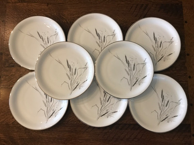 Easterling Ceres Salad Plates Wheat Gray Silver Set of 8