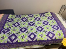 Lime Purple "New Years Throw" quilt 51x66' new handmade