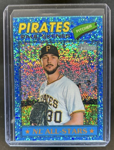 2026 Topps Heritage Paul Skenes Chrome Light Blue Sparkle Refractor #33 Pirates