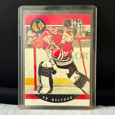 Pro Set 1990-91 Ed Belfour Chicago Blackhawks #598 Rookie NHL Hockey Card. rookie card picture