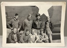 WWII US Army Air Corps Bomber Crew 5x3 Vintage 1940s Military Group Photo
