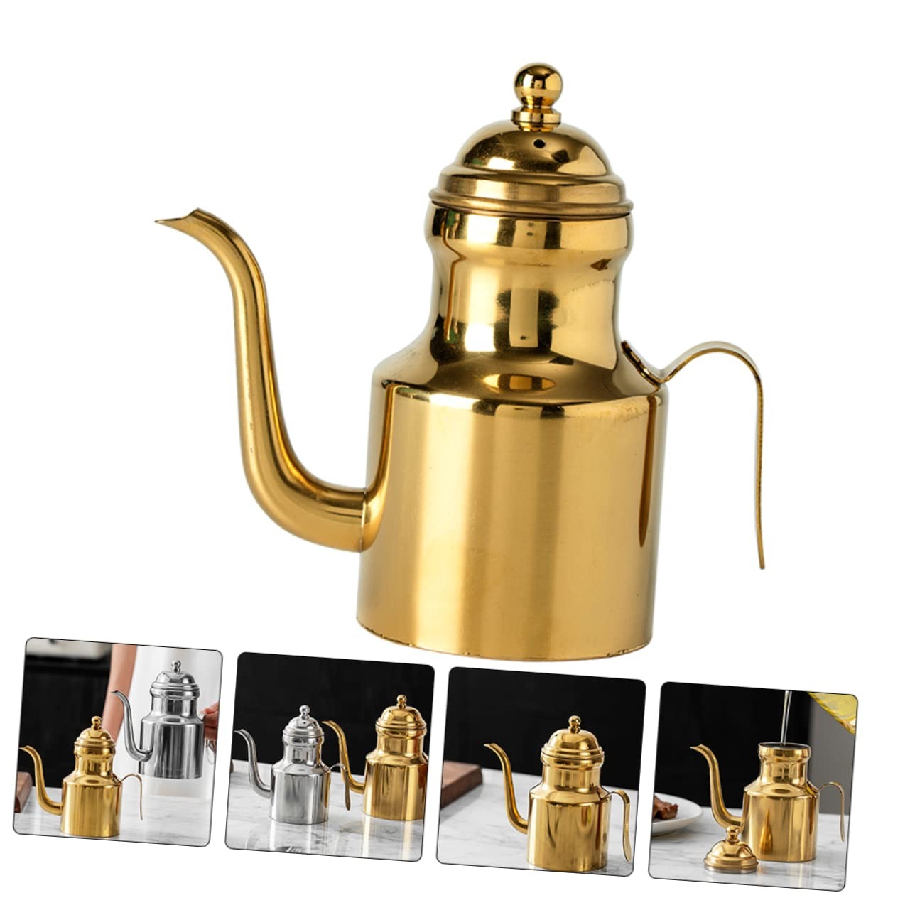 Stainless Steel Grease Container, Curved Handle, Oil Storage Pot, Kitchen, Bacon